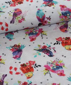 3 wishes fabric : poplin med fugle