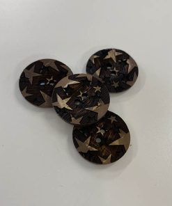 2-huls knap i kokos m/ stjerne, 22 mm