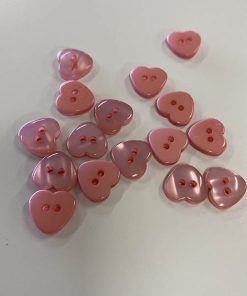2-huls hjerteknap i lyserød, 13 mm