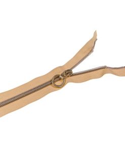 Spiral-lynlås med ring i fv. guld, 80 cm
