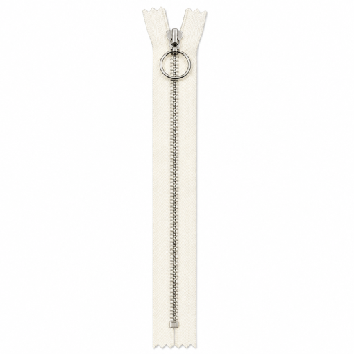 YKK 4mm alu fast m/ring råhvid