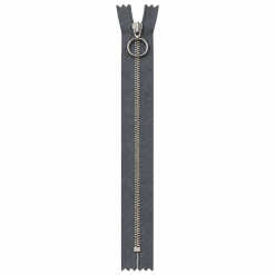 YKK 4mm alu fast m/ring m.grå
