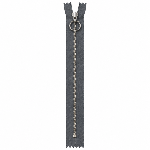 YKK 4mm alu fast m/ring m.grå
