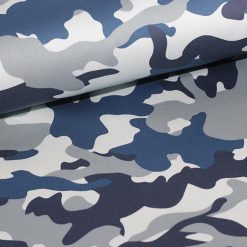 Bukse-stof a la denim med camouflageprint