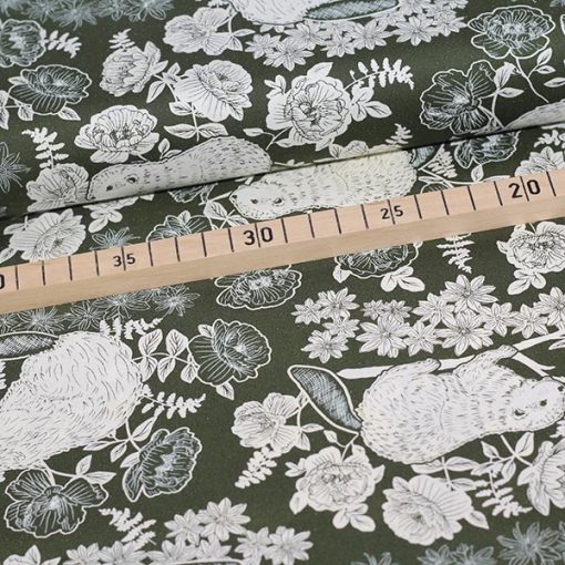 Art Gallery Fabrics bomuldspoplin, Beaver and Bloom Sycamore kaninstof