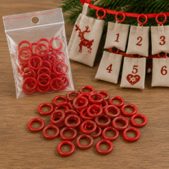 Røde plastik ringe 24 stk. til julekalender
