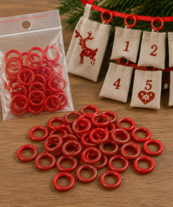 Røde plastik ringe 24 stk. til julekalender