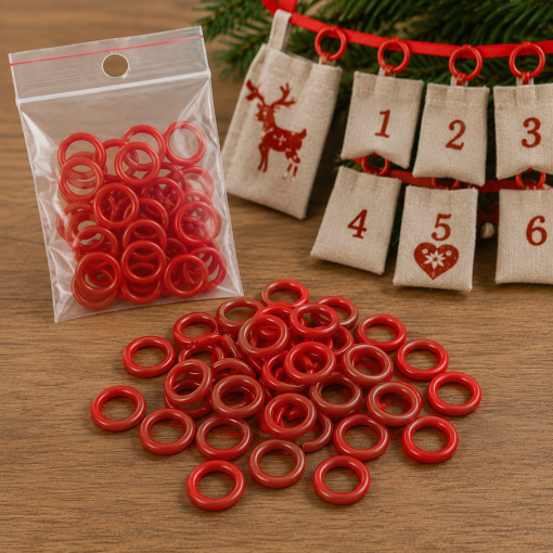 Røde plastik ringe 24 stk. til julekalender