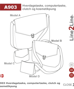 Line2Line, Hverdagstaske, computertaske, clutch og kosmetikpung (a903)