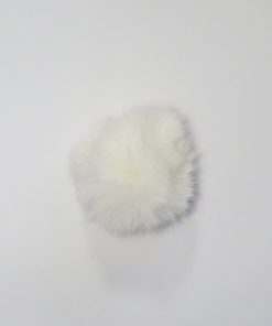 Pompon i hvid, 80 mm