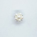 Knap med øje, 12 mm sølv/perle