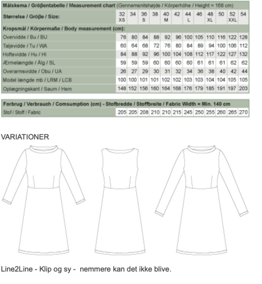 Line2Line | Taljeskåret kjole med bådhals, stræk, k266