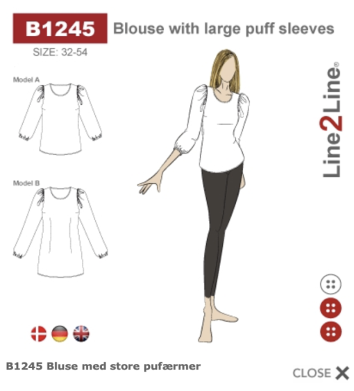 Line2Line | Bluse med store pufærmer, b1245