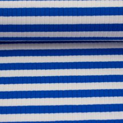 Drop needle rib-jersey med 1 cm blå strib
