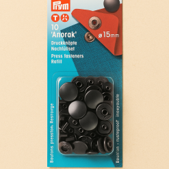 Anorak trykknapper, 15 mm sort oxyderet