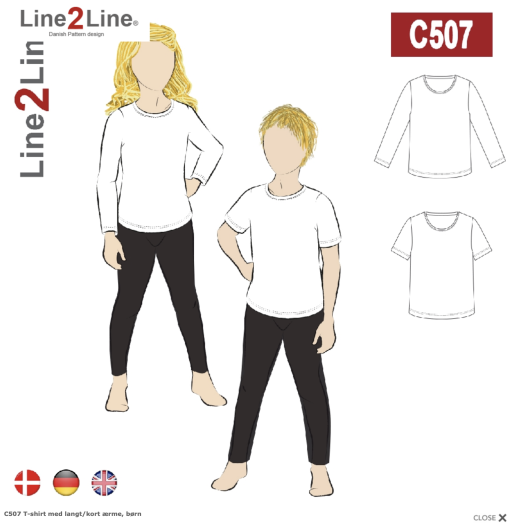 Line2Line | T-shirt med langt/kort ærme, børn C507