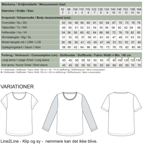 Line2Line | T-shirt med langt/kort ærme, børn C507