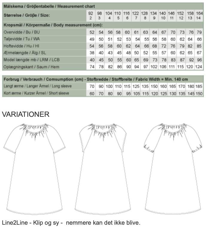 Line2Line | Raglan kjole med elastik, børn C502