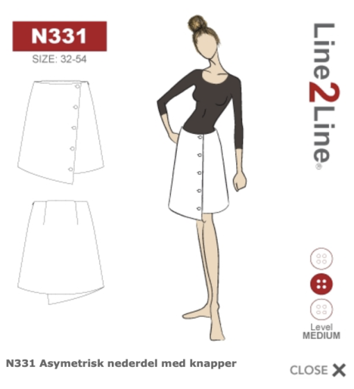 Line2Line | Asymetrisk nederdel med knapper, N331