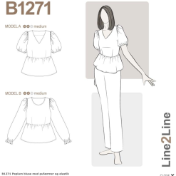 Line2Line | Peplum bluse med pufærmer og elastik B1271