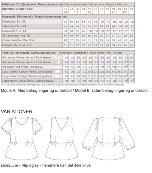 Line2Line | Peplum bluse med pufærmer og elastik B1271