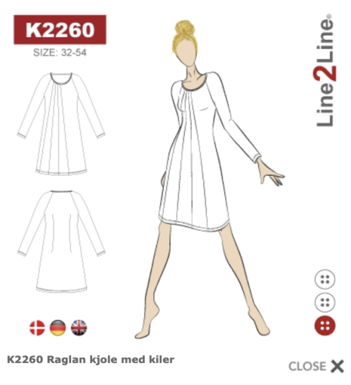 Line2Line | Raglan kjole med kiler K2260