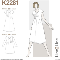 Line2Line | Kjole med læg foran og rynker bagpå K2281