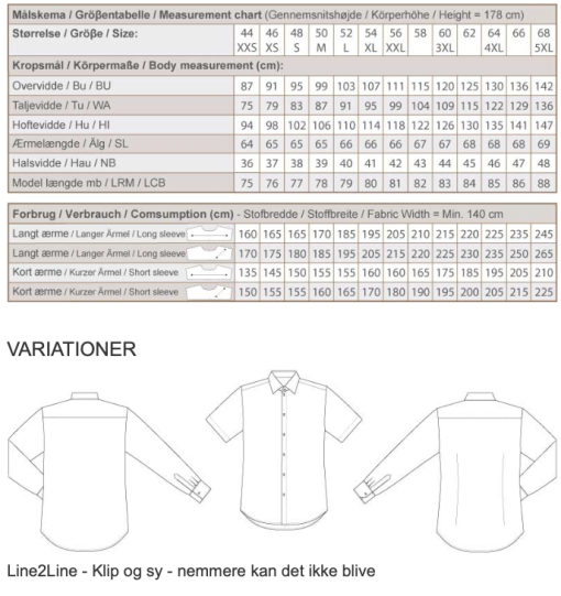 Line2Line | Klassisk herre skjorte med 2 kraver M801