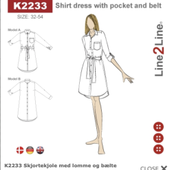 Line2Line | Skjortekjole med lomme og bælte K2233