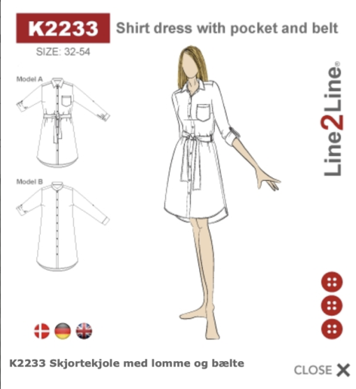 Line2Line | Skjortekjole med lomme og bælte K2233