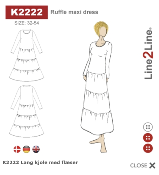 Line2Line | Lang kjole med flæser - fast K2222