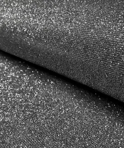 Glitter-jersey i sort med sølv glitter