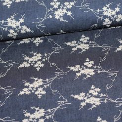 Denim med broderi i mørke blå