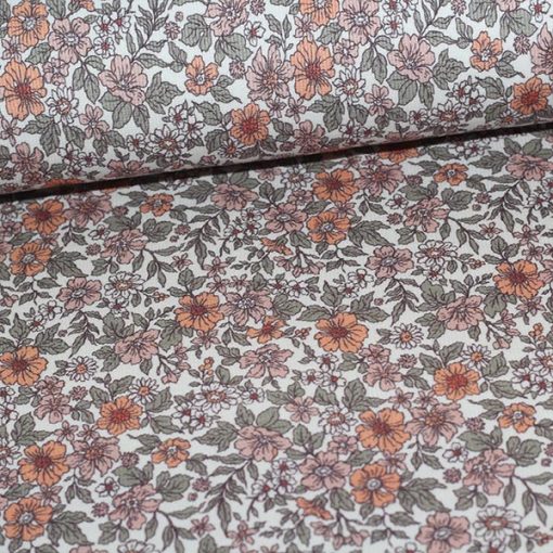 Drop needle rib-jersey med blomster