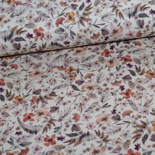 Drop needle rib-jersey med blomster
