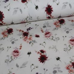 Drop needle rib-jersey med blomster