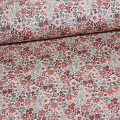Drop needle rib-jersey med blomster