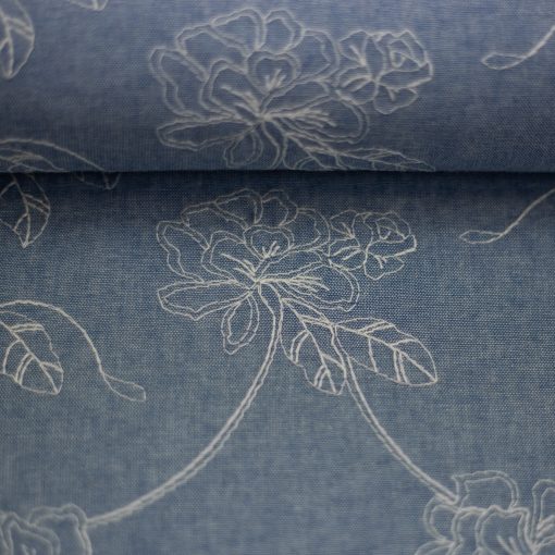 Denim i lys blå med broderier