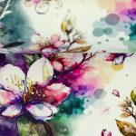 Viskosejersey med blomster på hvid bund