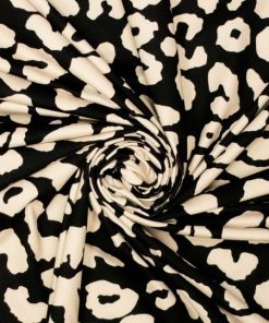 Yoga-stof i sort med leopardprint