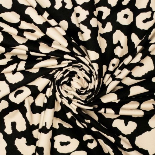 Yoga-stof i sort med leopardprint