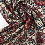 Bomuld/hør med blomsterprint