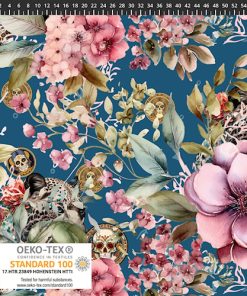 Bomuldsjersey med blomster og kranier