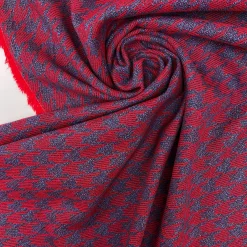 Rød/blå tweed med hanefjed