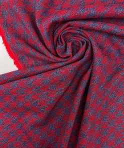 Rød/blå tweed med hanefjed
