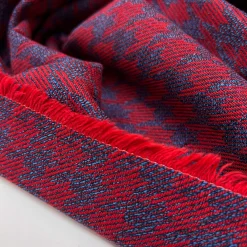Rød/blå tweed med hanefjed