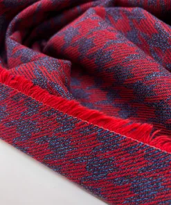 Rød/blå tweed med hanefjed
