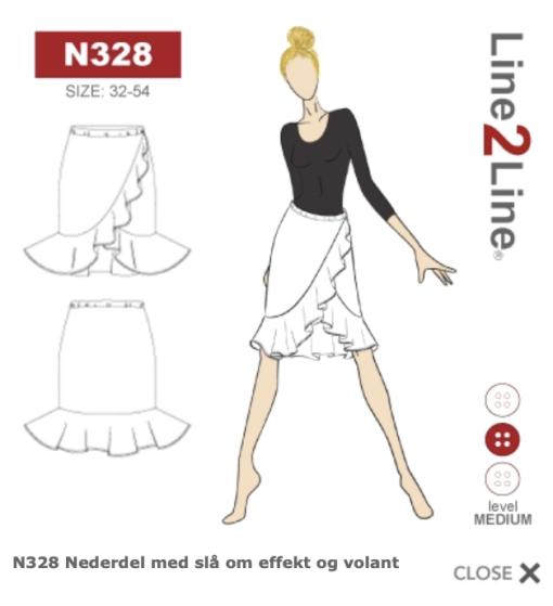 Line2Line | Nederdel med slå om effekt og volant N328