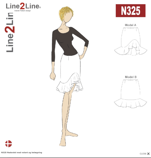Line2Line | Nederdel med volant og belægning N325