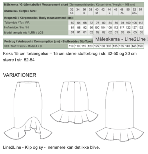 Line2Line | Nederdel med volant og belægning N325
